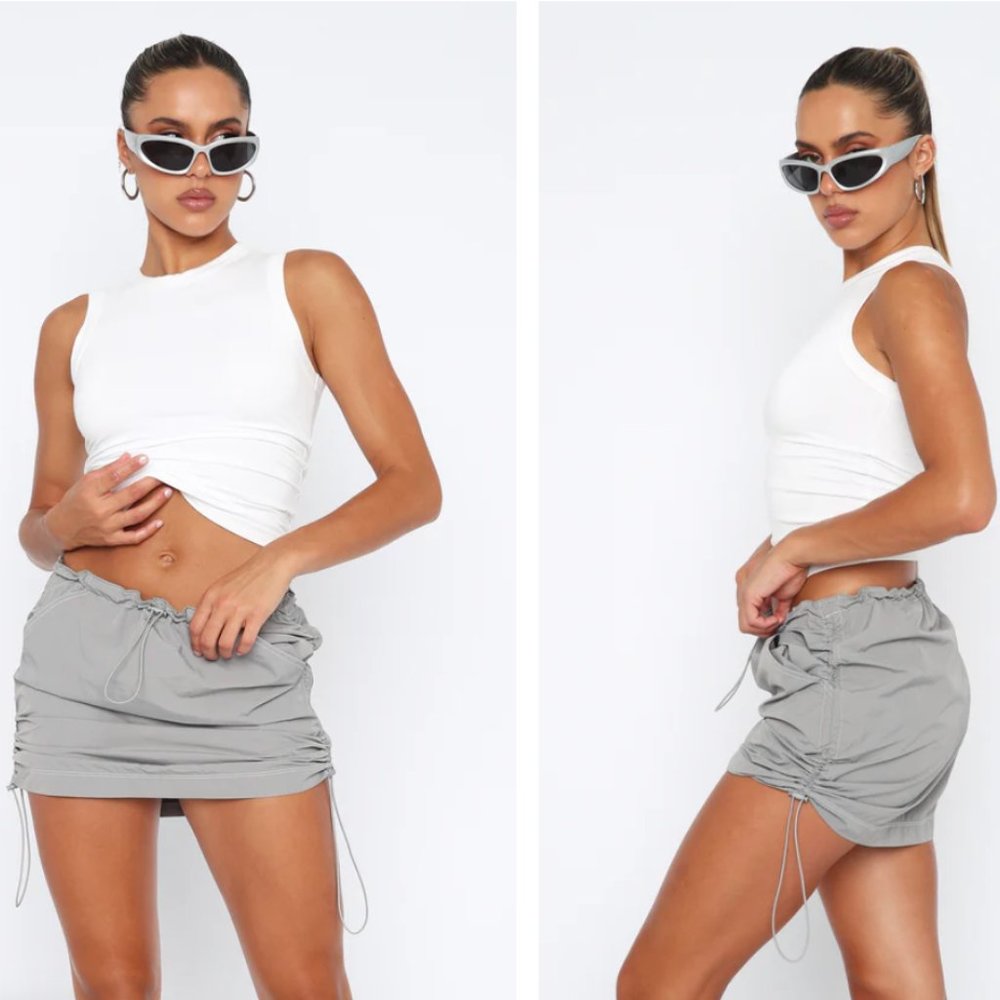Cargo Mini Skirt Grey, Small - White Fox Boutique